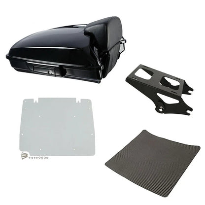 Black Razor Trunk Backrest Rack Plate for Harley Street Road Glide (2014–2026)