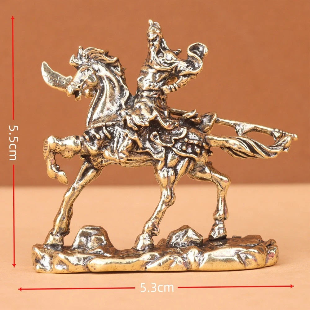 Bronze Guan Yu Ride Horse Statue for Home Office Decor