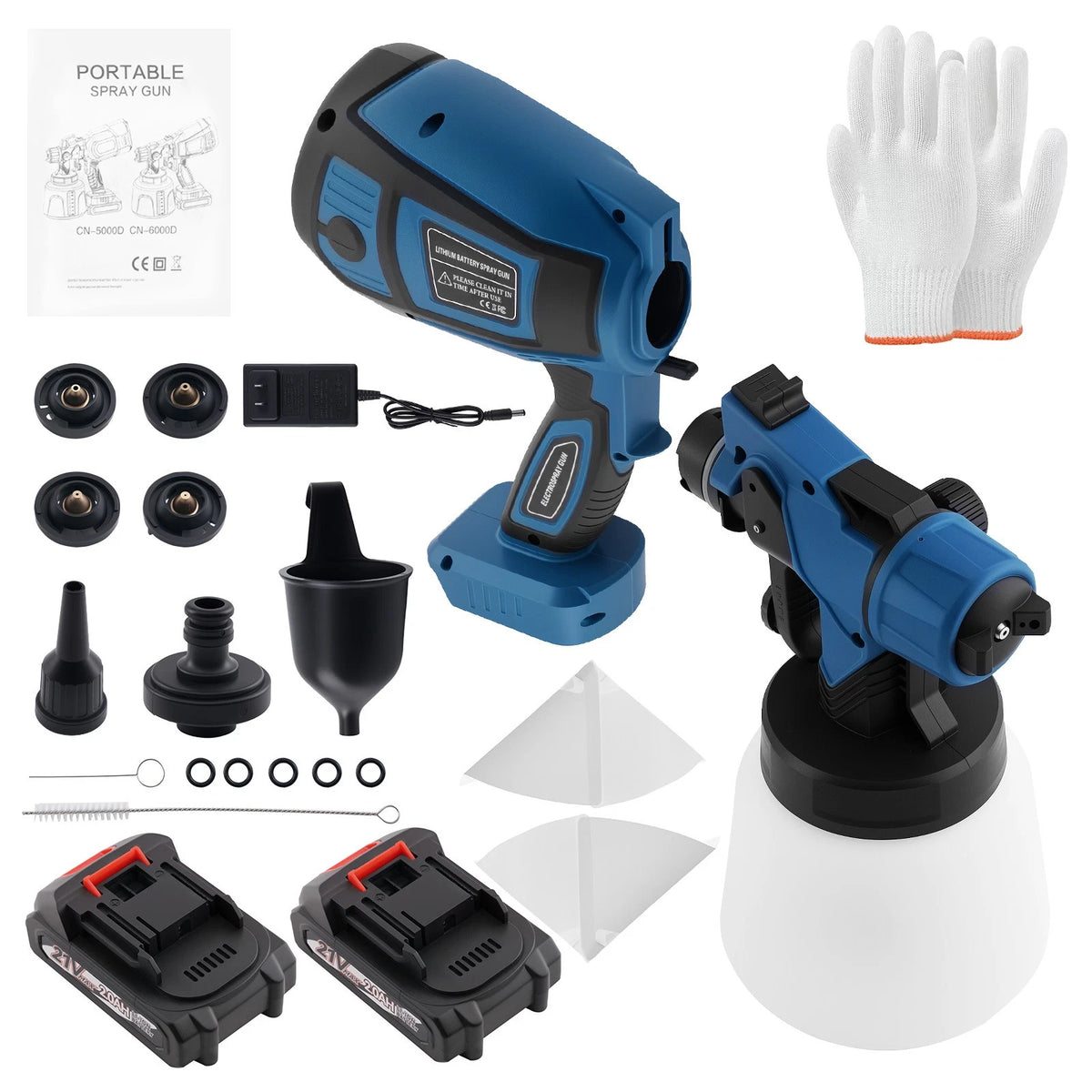 Electric HVLP Spray Gun for Paint Spraying (200W, Handheld, 4 Nozzles)