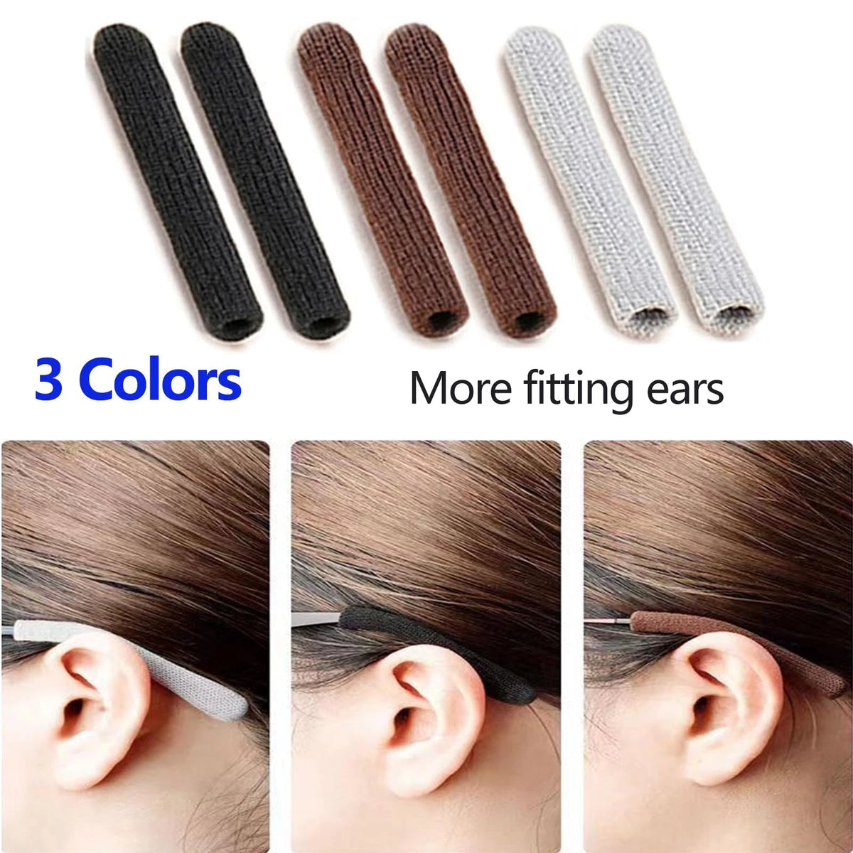 4 Pairs Ear Grippers for Glasses - Soft Cotton Non-Slip Temple Tips