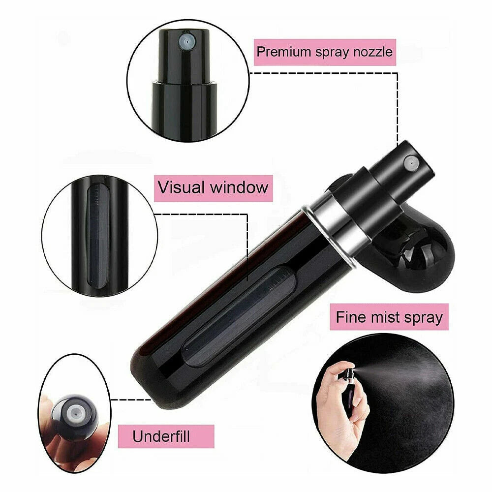 5X Refillable Travel Perfume Atomizer Spray Bottle 5ML/8ML
