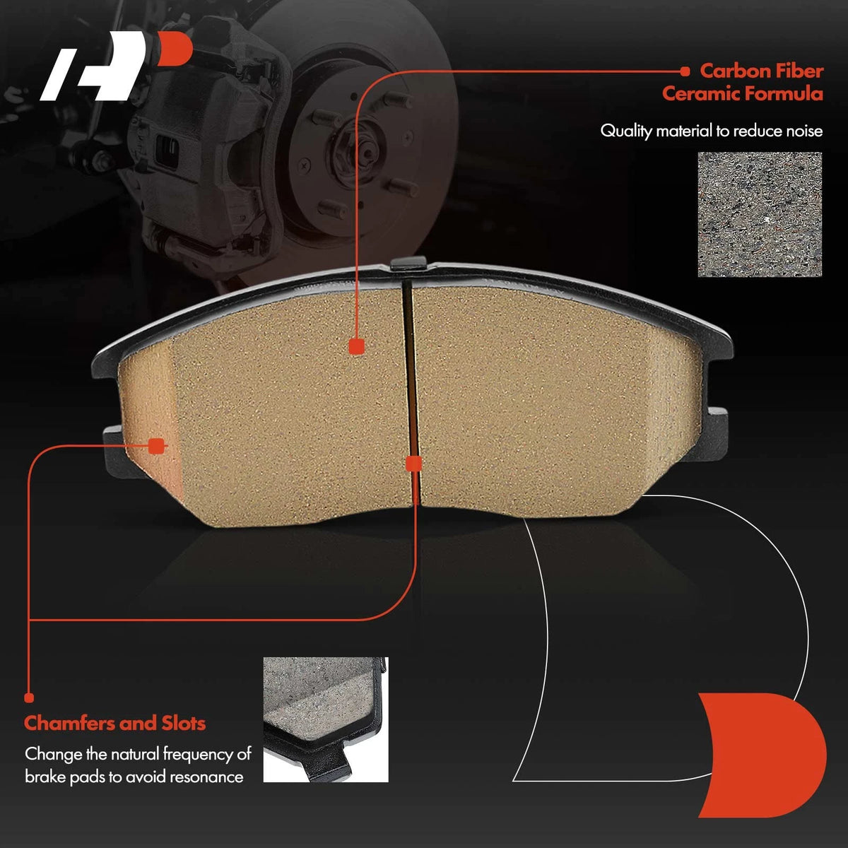 Set of 4 Front Ceramic Brake Pads for Kia Amanti (2004–2006) Hyundai XG350 (2003–2005) D1013 P-1013