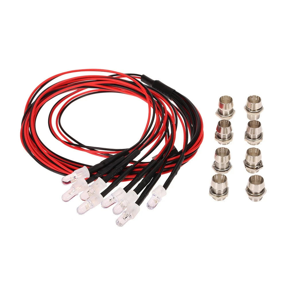 8pcs LED Lights Red & White for Traxxas Tamiya HSP SCX10 D90 (1/8 1/10)