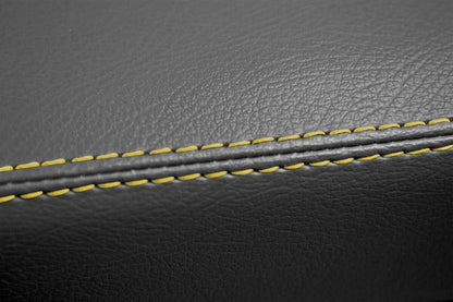Leather Console Lid Armrest Cover for Volkswagen Atlas (2018–2021) Yellow Stitch