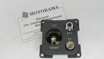 C-Line/CBE 12V Socket + TV Aerial + Satellite for Caravan Motorhome Boat (PO255)