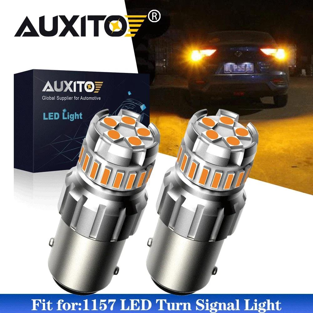 2X 1157 LED Amber Yellow Turn Signal Parking Side Marker Light Bulbs for
