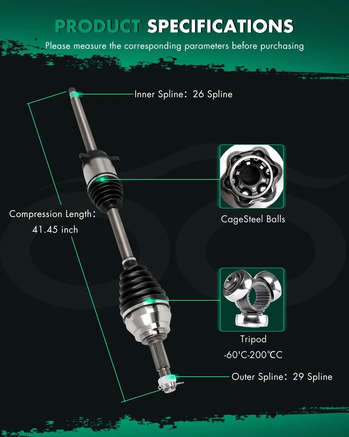 Front Right CV Axle Shaft Assembly for Nissan Quest (2004–2009)