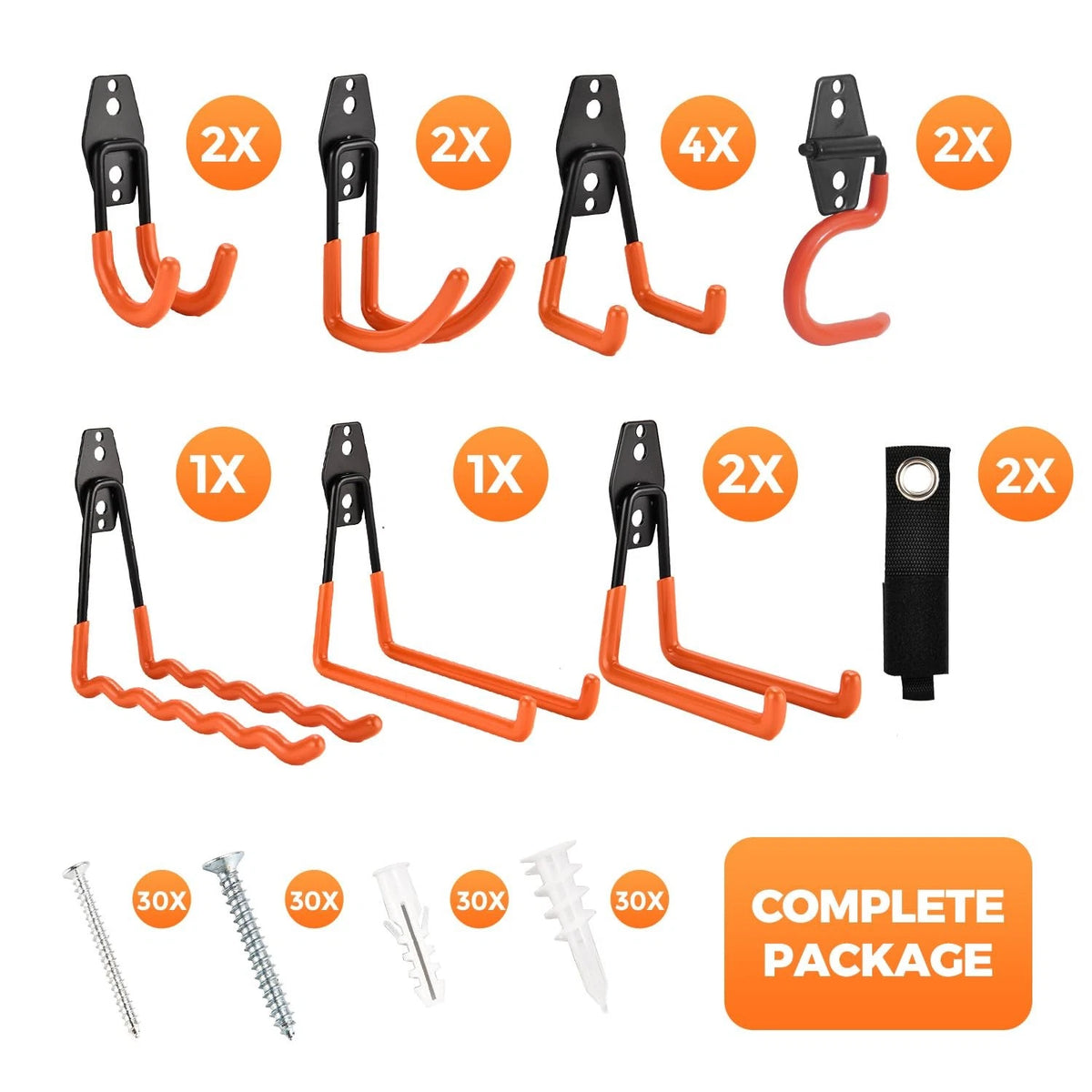 16 Pack Utility Steel Garage Hooks for Storage Solutions