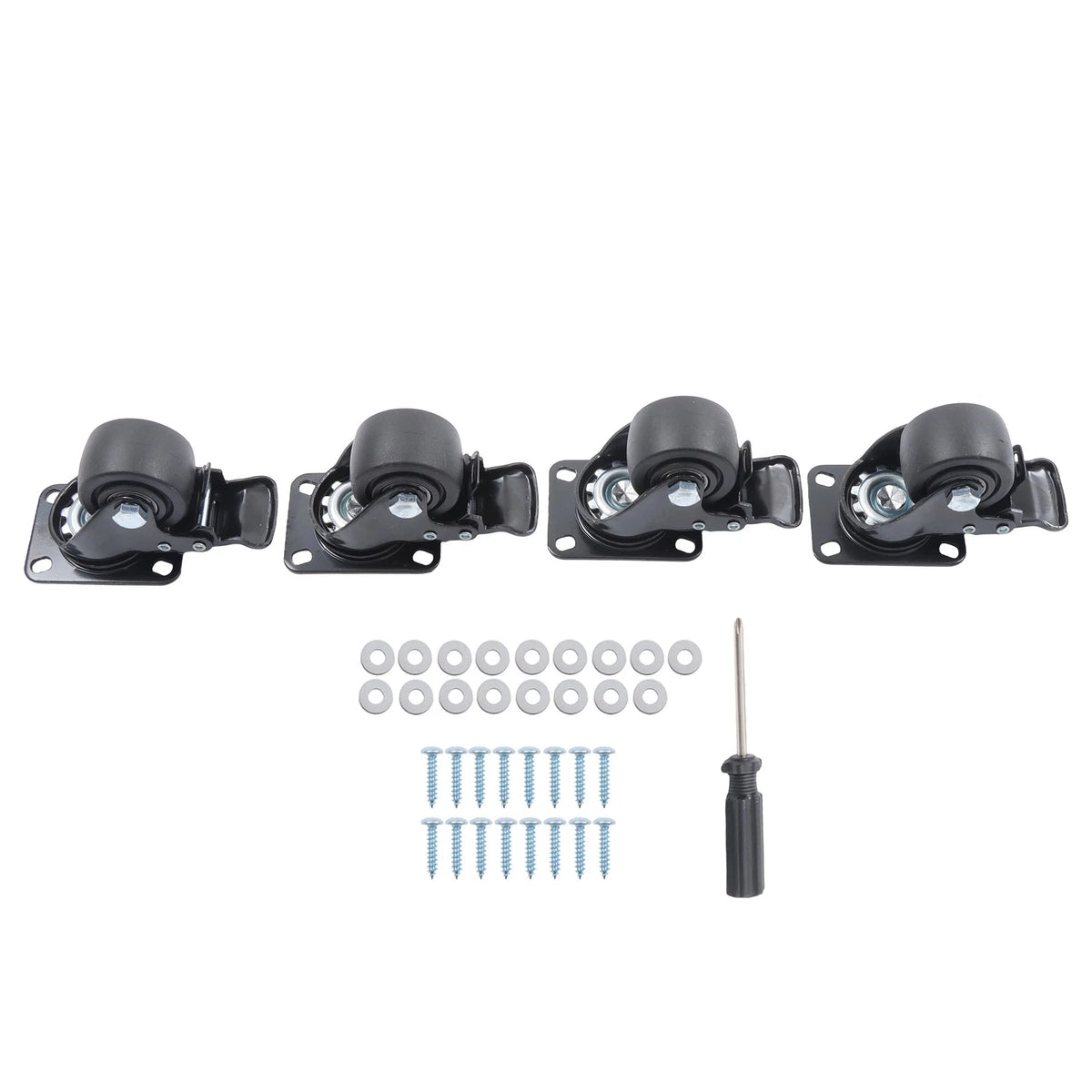 Set of 4 Casters with Brakes for Swivel Plate (2200lbs Load Capacity)
