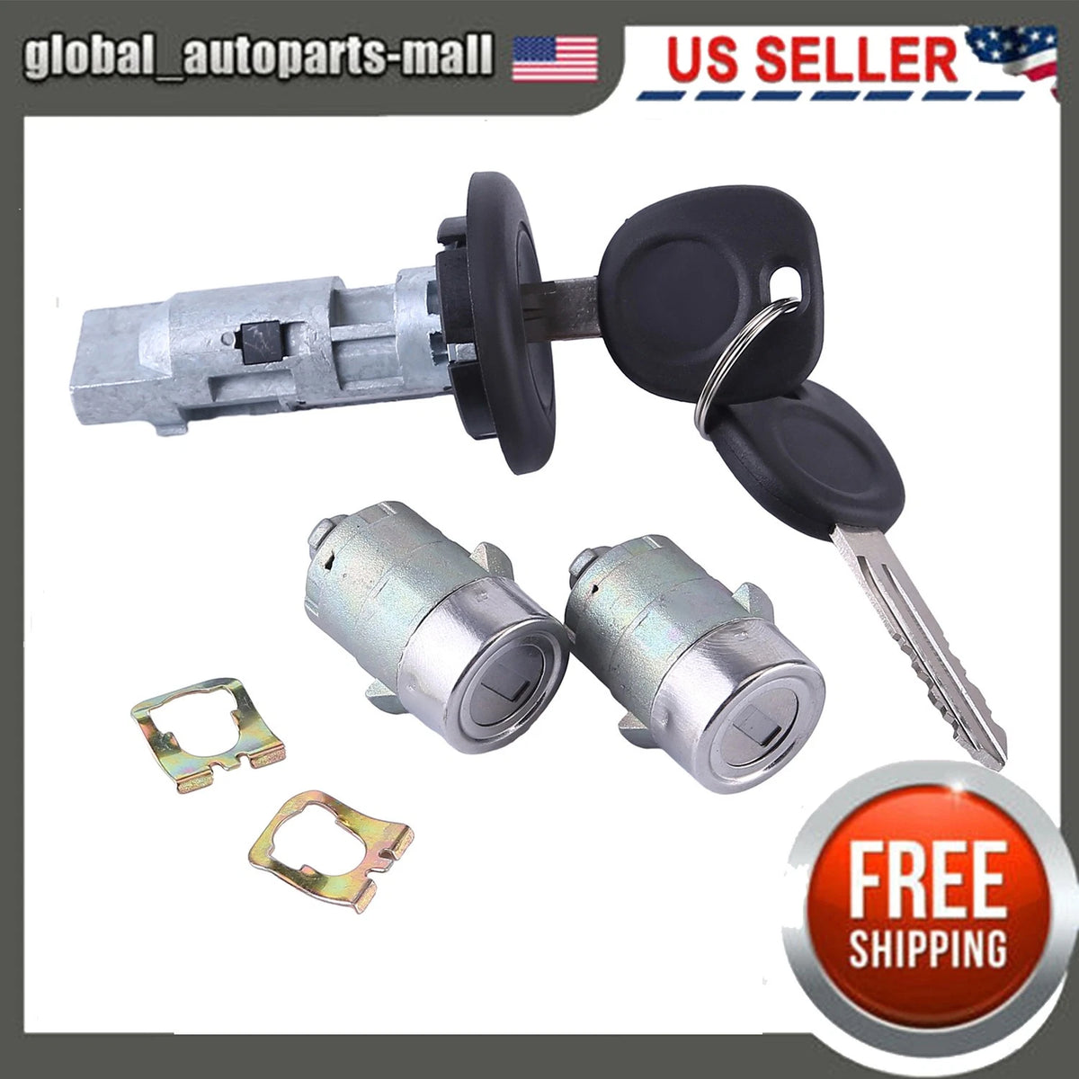 2X Ignition Key Switch Cylinder & Door Lock Set for Chevy (707835, 706592)