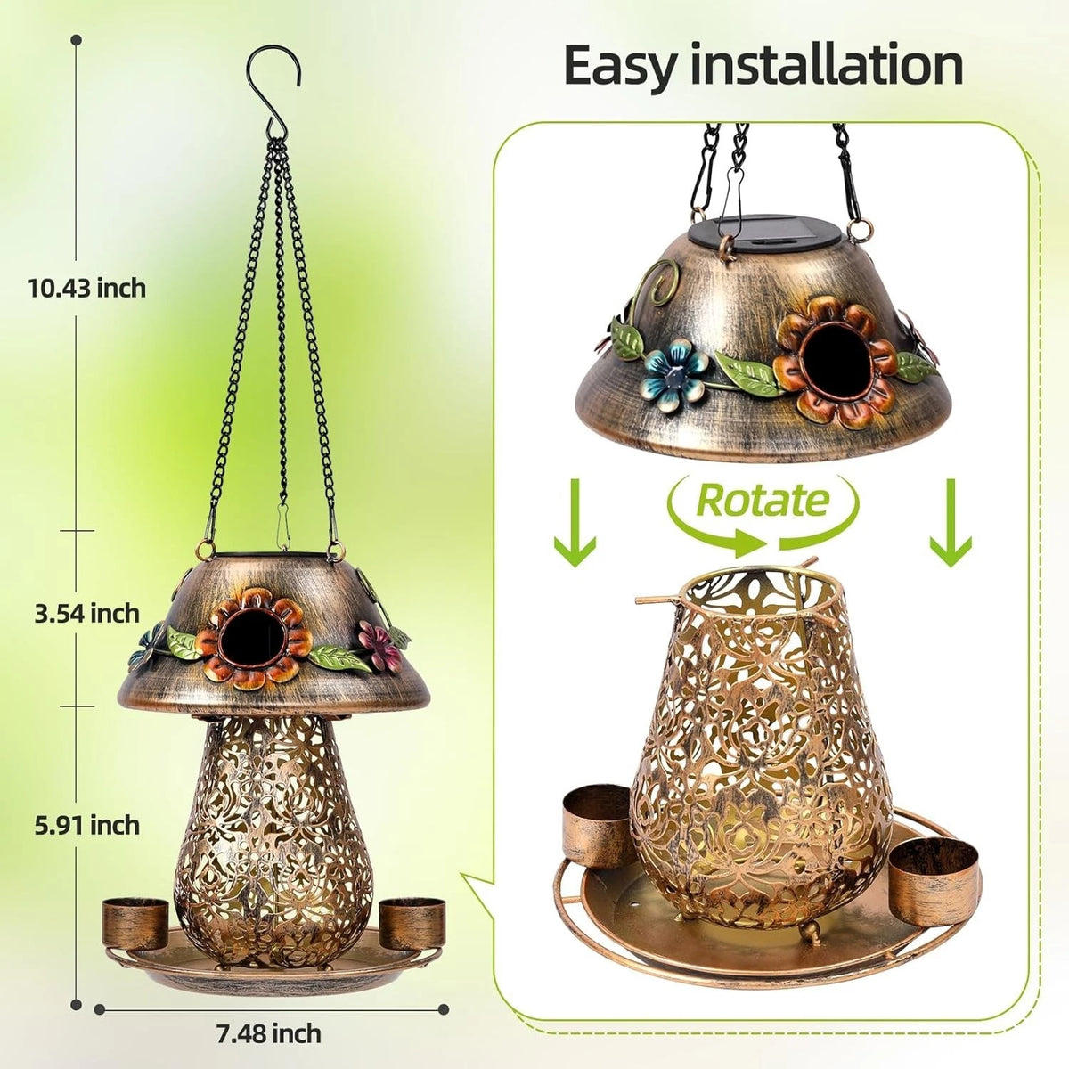Multi-Functional Solar Bird Feeder & Night Light for Garden Decor