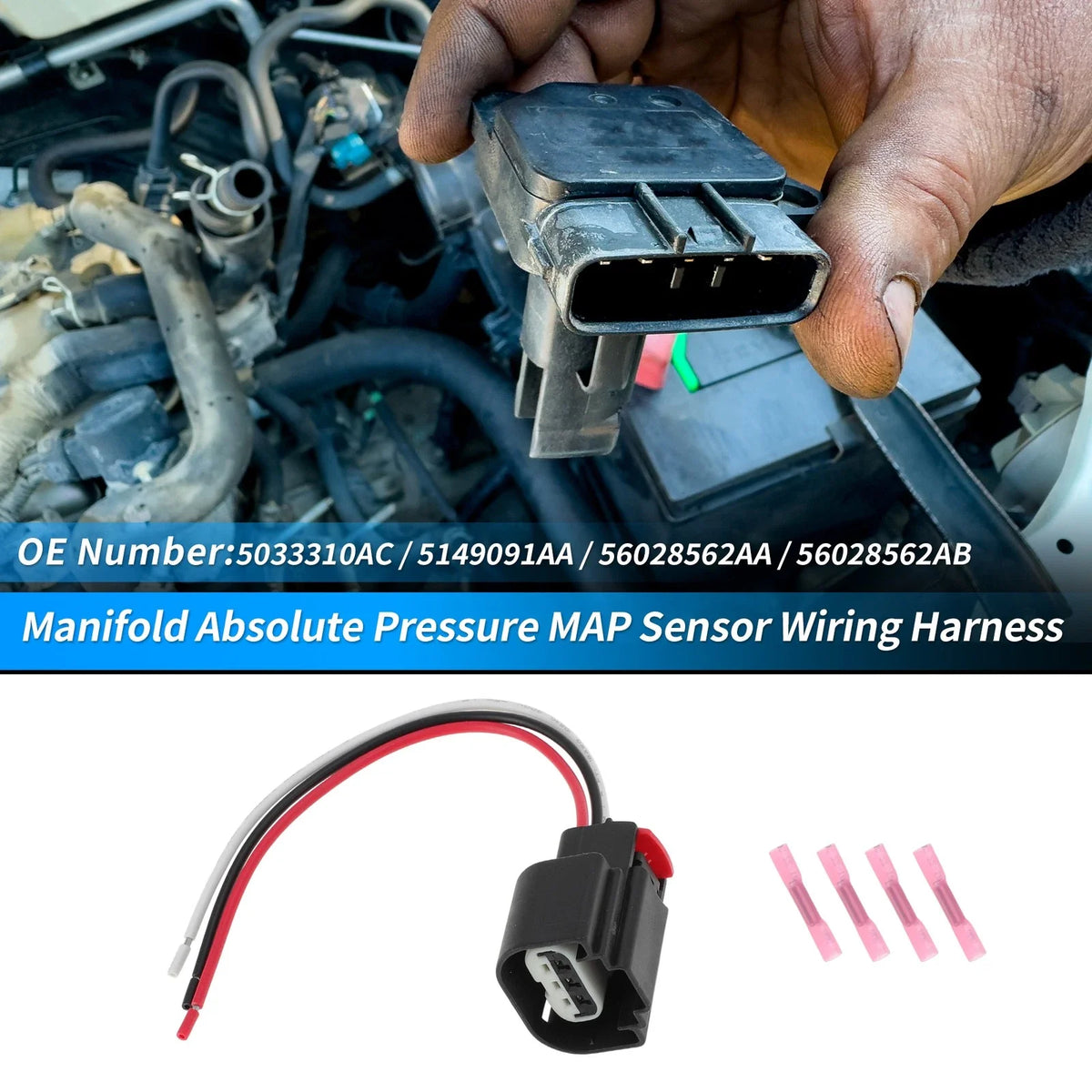 Manifold Pressure Sensor with Connector for Chrysler Dodge (2005–2010)