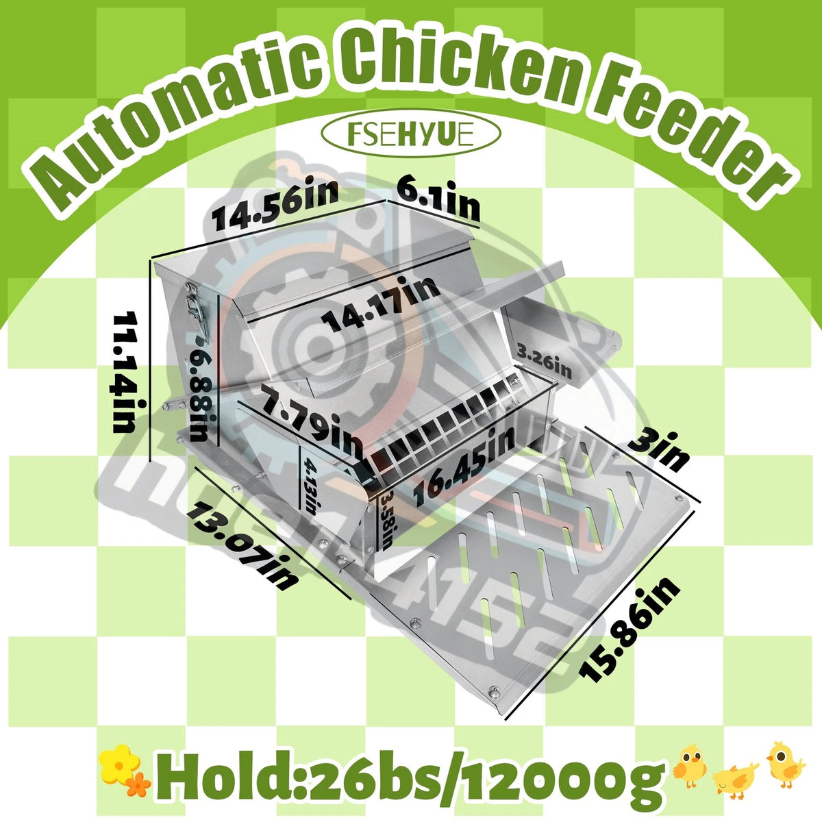 1X Automatic Chicken Feeder for Poultry (Weatherproof)