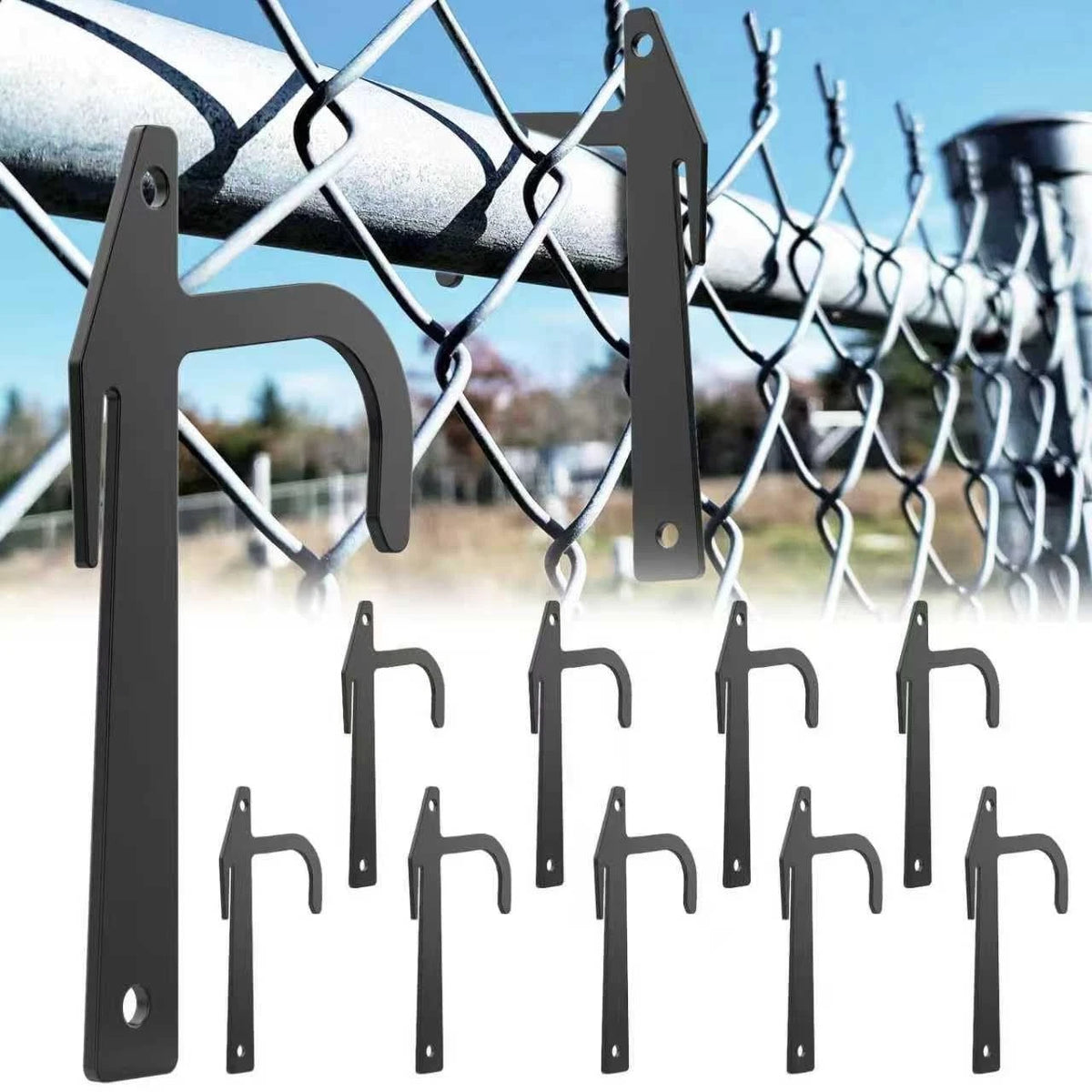 10 PCS 6.5-Inch Black Metal Chain Link Fence Stretchers for Easy Installation