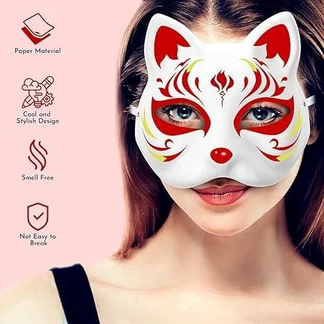 20 PCS Cat Mask DIY White Therian Masks to Paint 7.1X6.7in