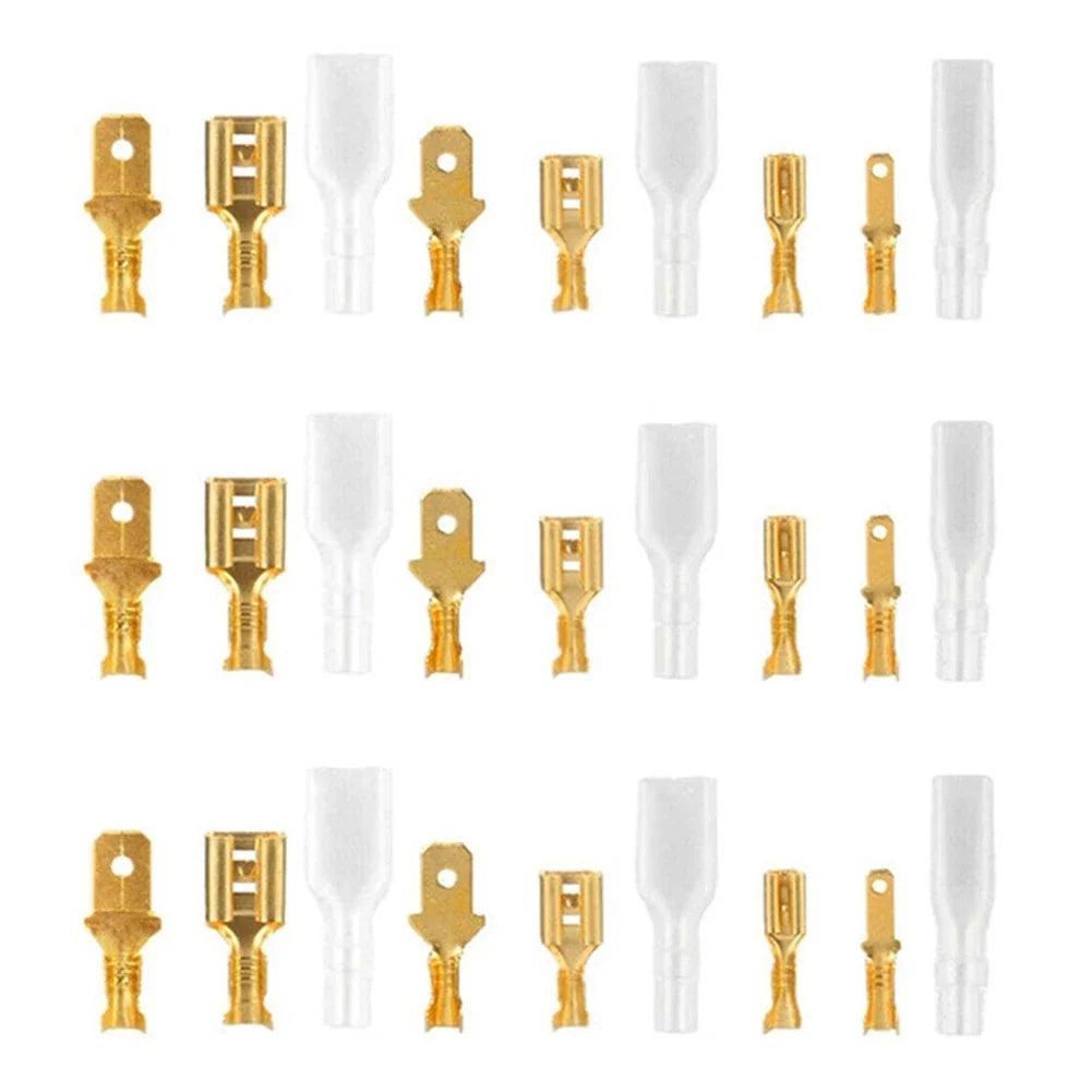 135PCS Gold Brass Crimp Terminal Connectors 2.8mm 4.8mm 6.3mm