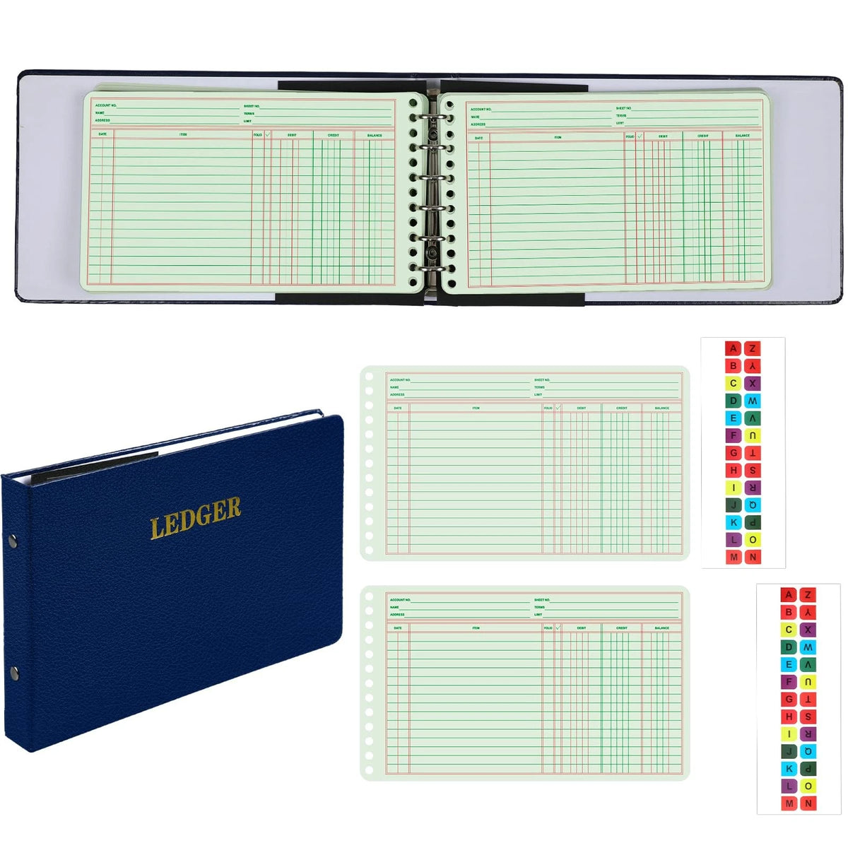 Skyygemm Ring Ledger Binder for (200 Pcs, 5"x8.5", Blue Cover)