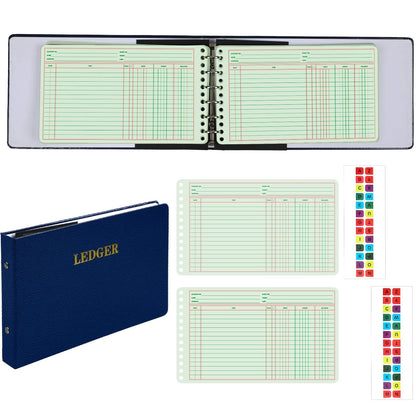 Skyygemm Ring Ledger Binder for (200 Pcs, 5"x8.5", Blue Cover)