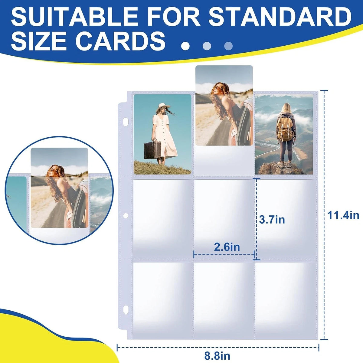 Set of 400 Card Sleeves for 3 Ring Binder, 9 Pocket Sheets