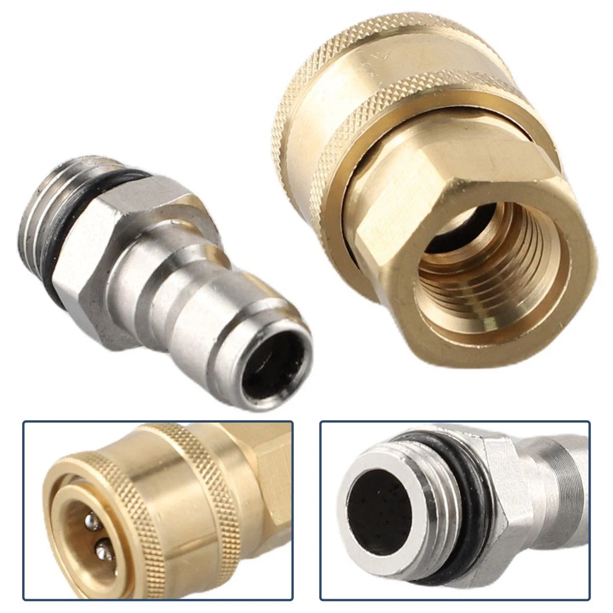 Pair Quick Release Connector Brass Tube Fitting for Pressure Washer (M22/14)