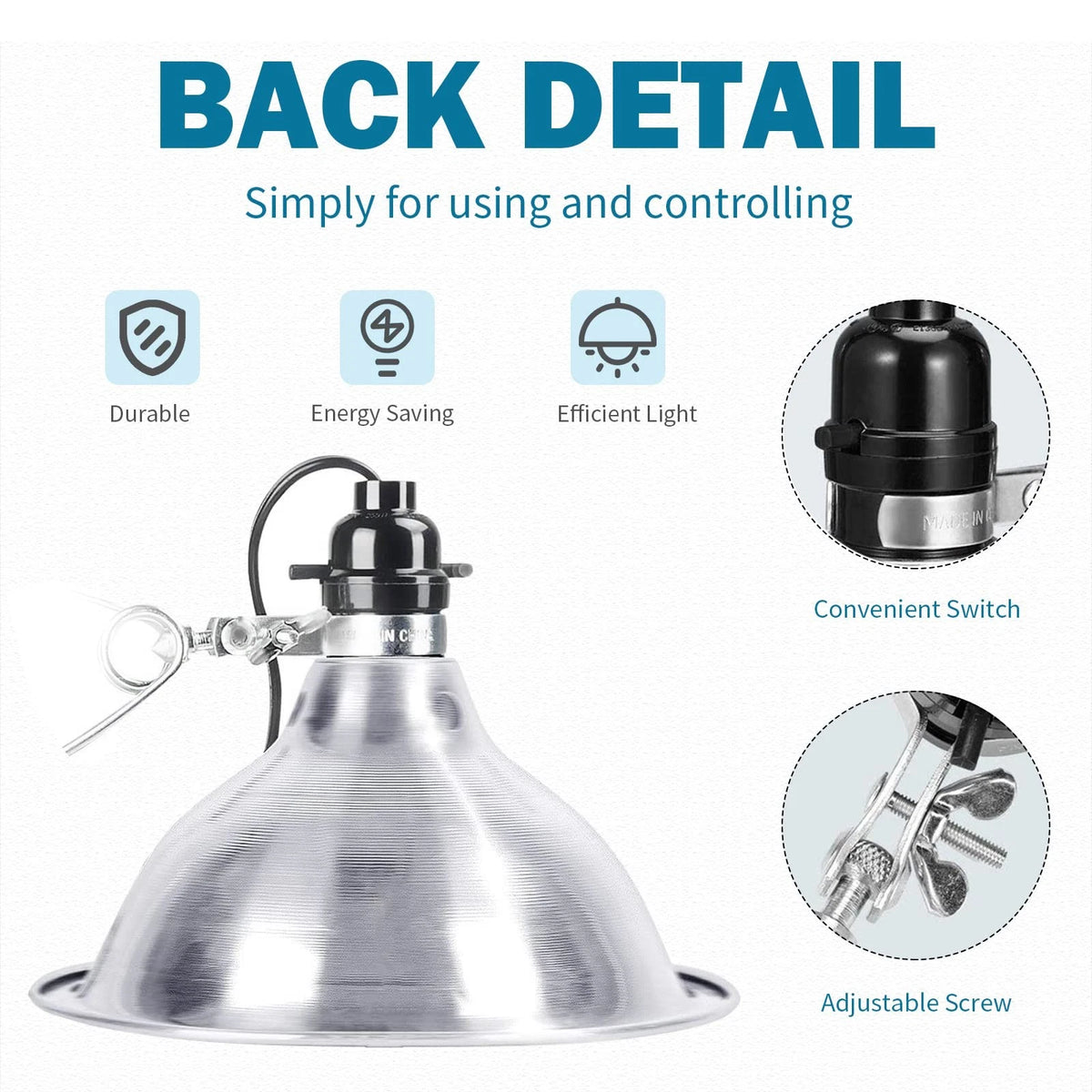 EP Clamp Lamp Light with Detachable 8.5 Inch Reflector for Automotive