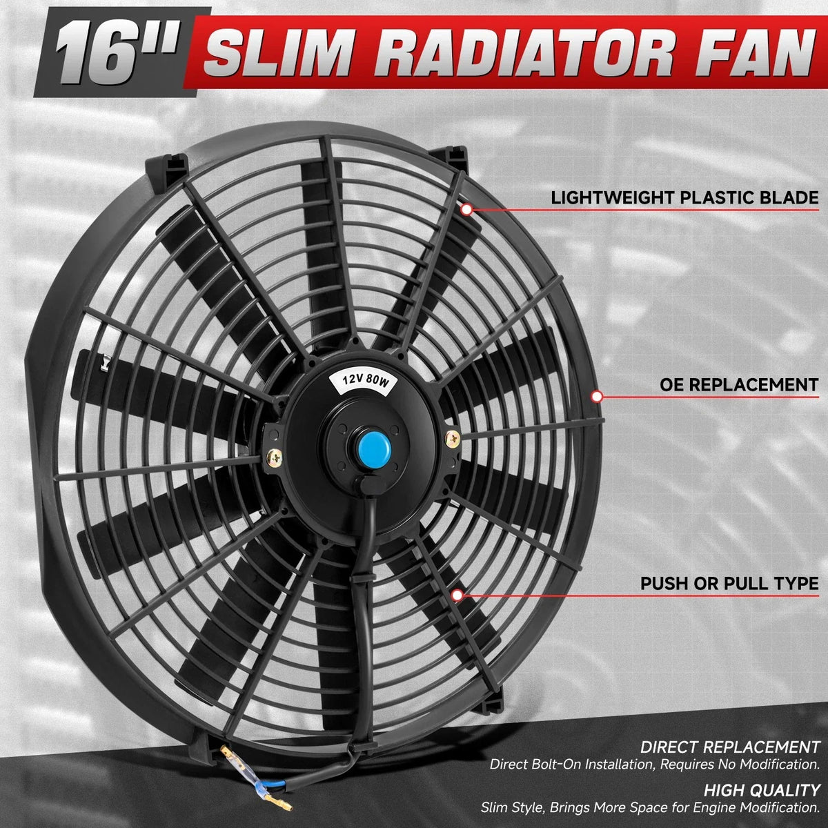 2X 16" Electric Radiator Cooling Fan Assembly Kit for Universal Fit