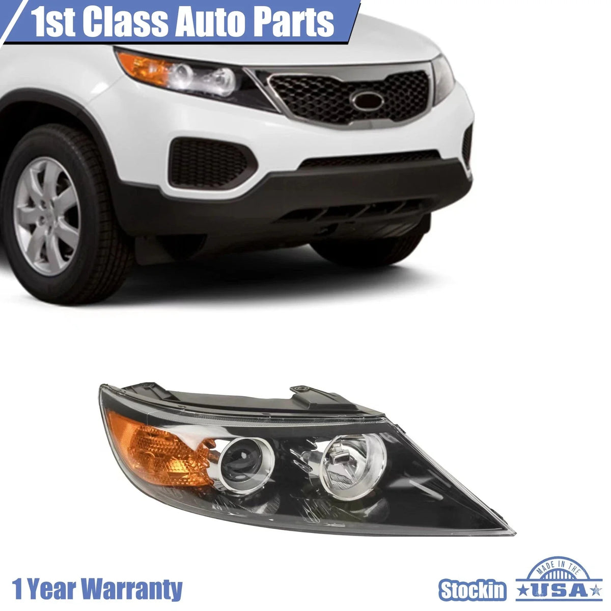 Headlight Assembly for Kia Sorento (2011–2013) Right Clear Lens KI2503143