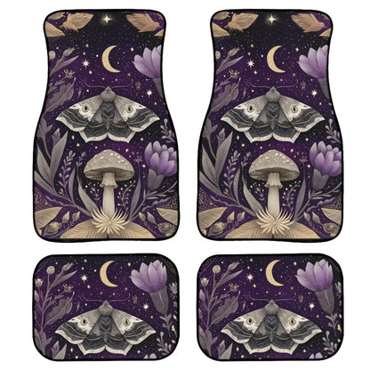 Set of 4 Purple Moth Moon Car Floor Mats for Most Vehicles