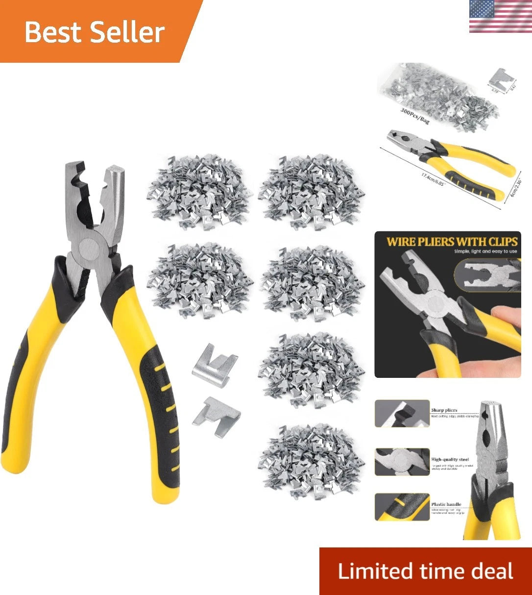 Durable Hog Ring Pliers with 1800 Cage Clips for Easy Assembly