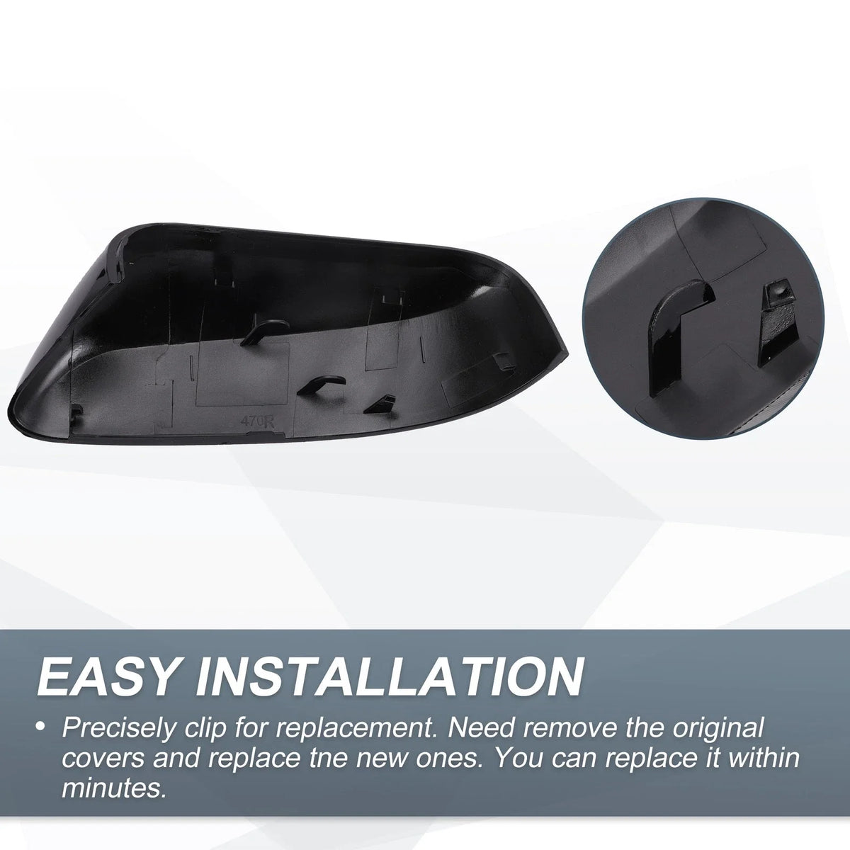 Right Side Rearview Mirror Cover Cap Gloss Black for Ford Explorer (2016–2019)