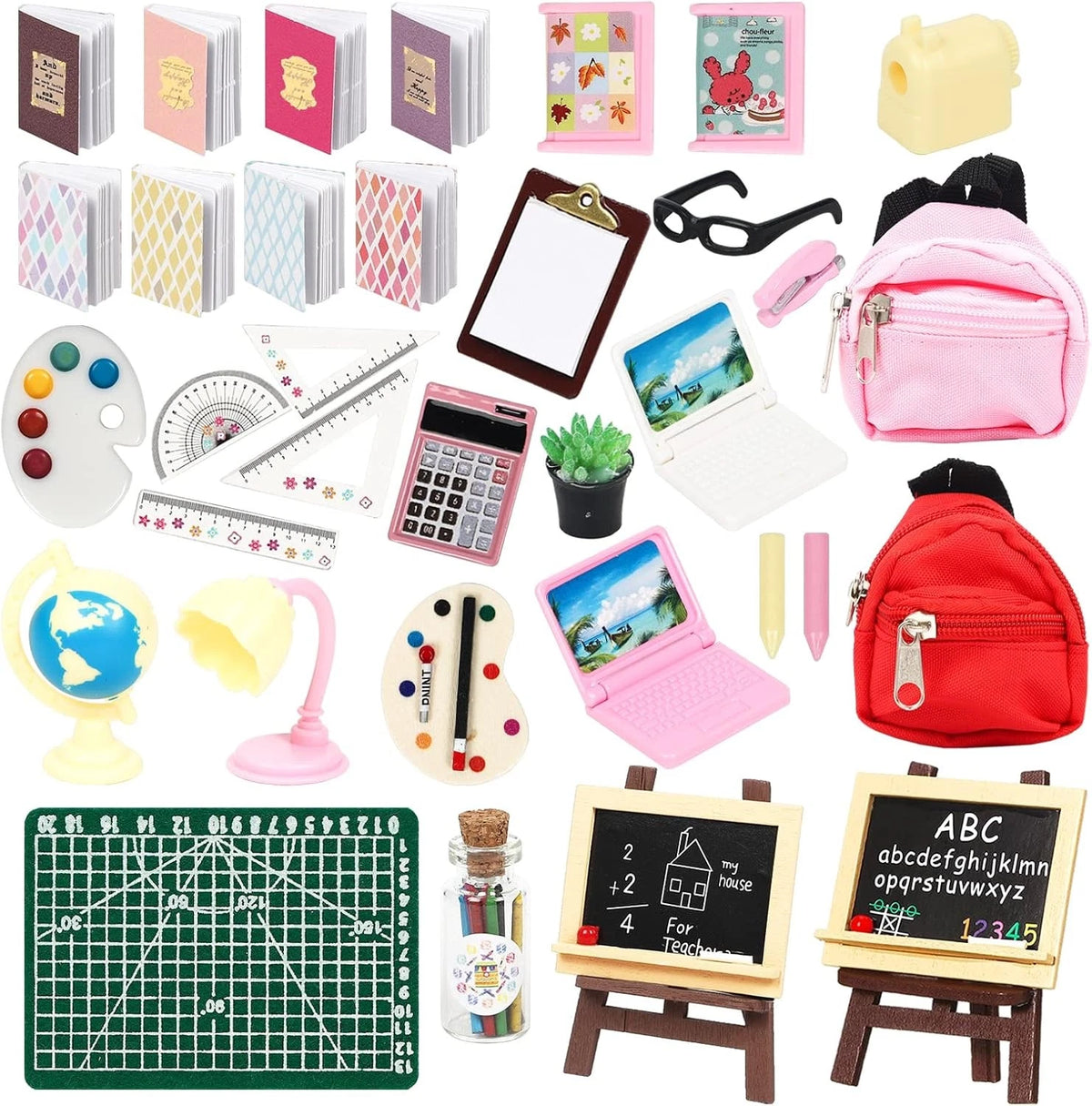 34-Piece Doll House School Supplies for Barbie