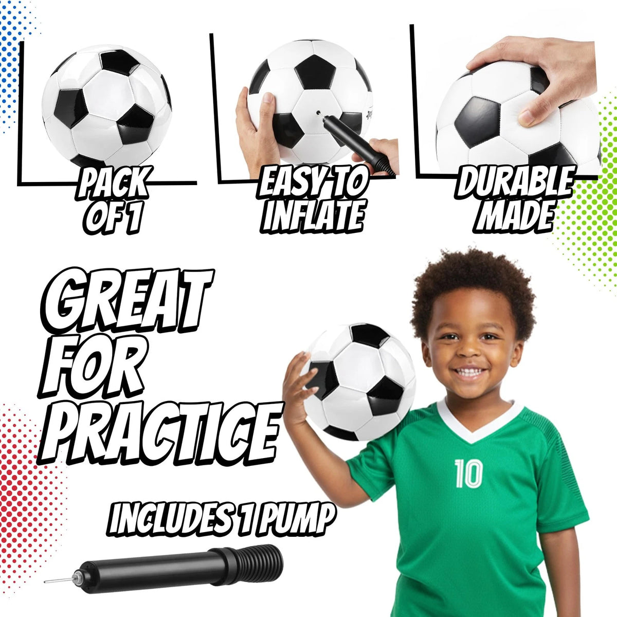 Size 2 Soccer Ball with Pump for PlayBolt (Classic)
