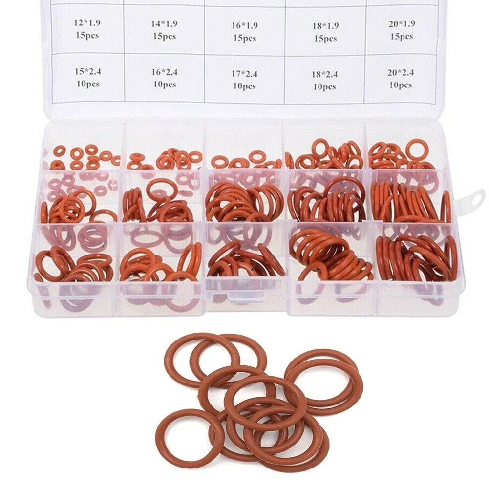 225pcs Red Silicone O-Ring Assortment for Sealing Metric Gasket Seal