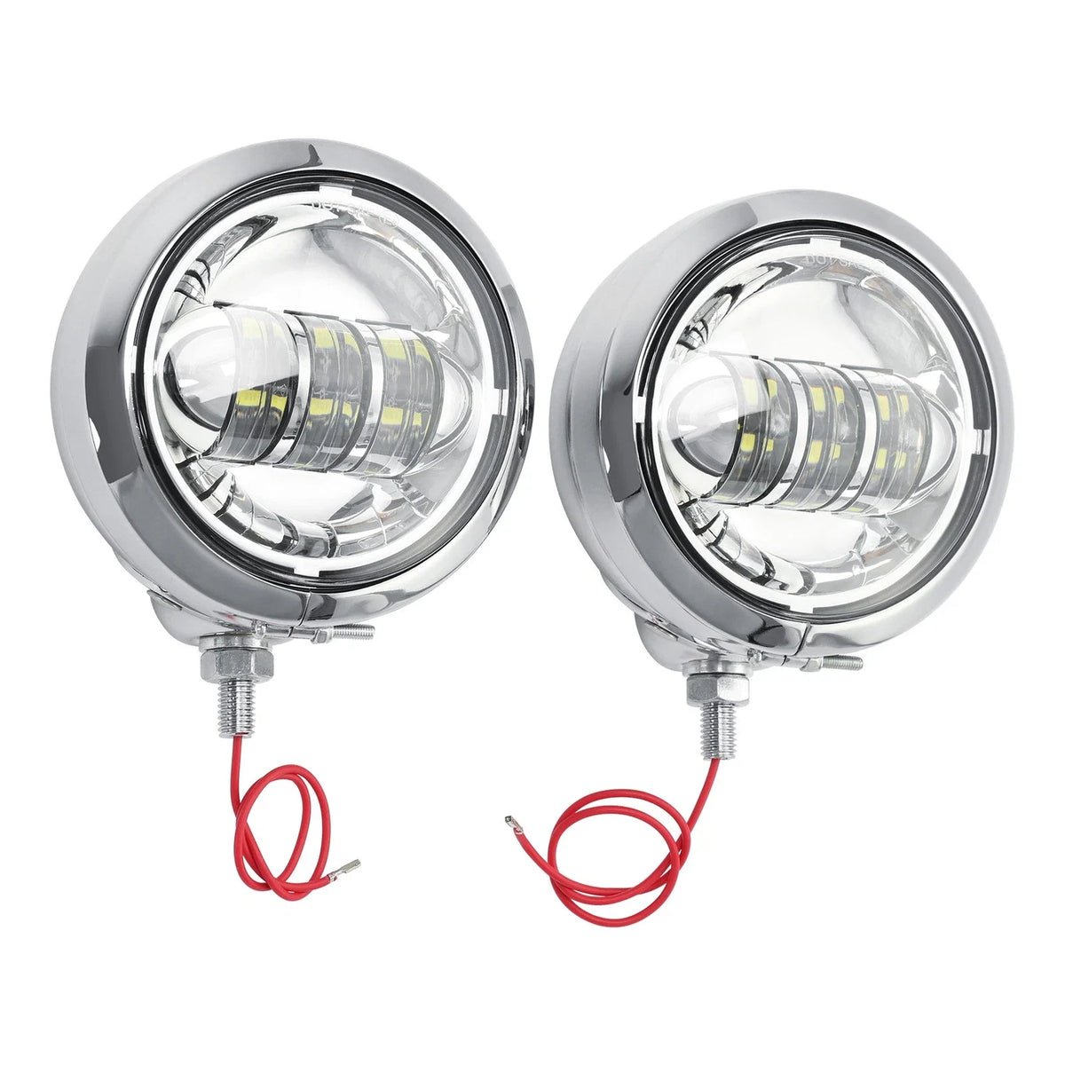 Chrome Auxiliary Fog Passing Lights & Housing Bucket for Harley Davidson