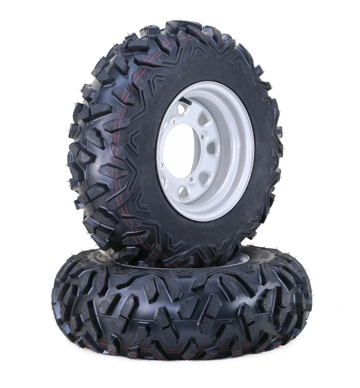 Set of 4 WANDA ATV Tires 26X9-12 26X11-12 P3501 4-156 PCD Silver Wheels