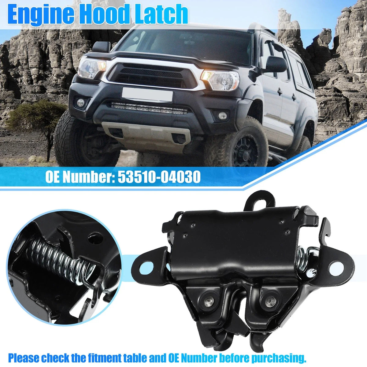 Metal Black Hood Latch Lock 5351004030 for Toyota Tacoma (2005–2011)