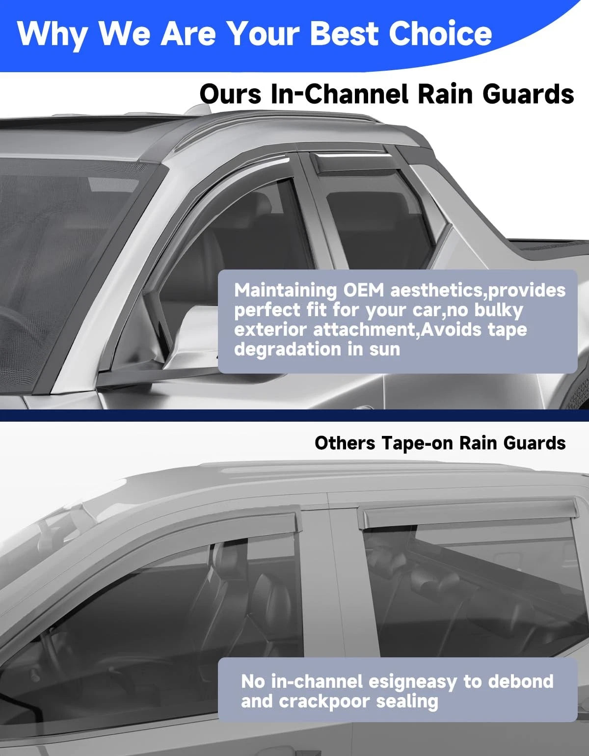 4-Piece Window Rain Guards for Hyundai Santa Cruz (2022–2026)