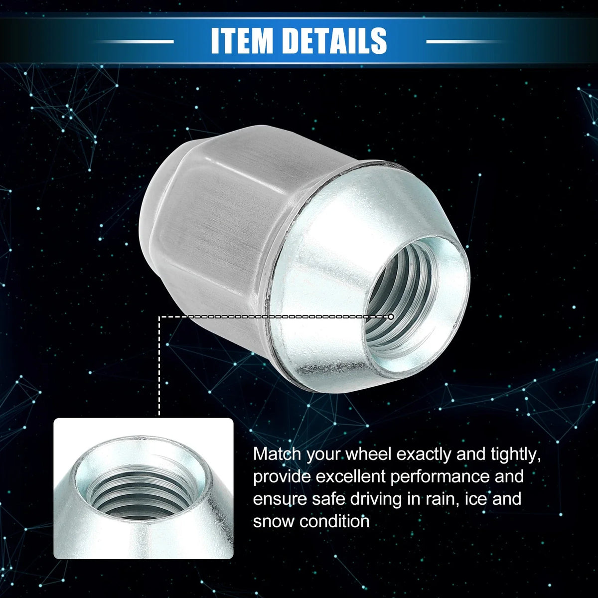 10 Pcs M12x1.5 Wheel Lug Nut for Ford Focus, Dodge Grand Caravan (No. 6509769AA)
