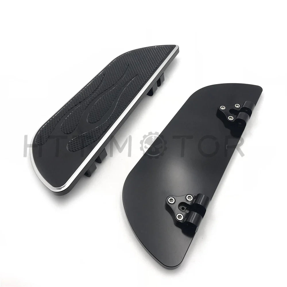 Pair Black Flame Foot Boards for Harley Touring (1984–2016)