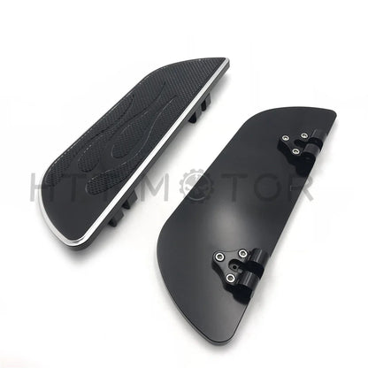 Pair Black Flame Foot Boards for Harley Touring (1984–2016)