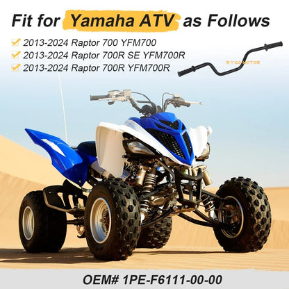 Heavy Duty Black Handlebar & Grip for Yamaha Raptor 700 YFM700 YFM700R (2013–2024)