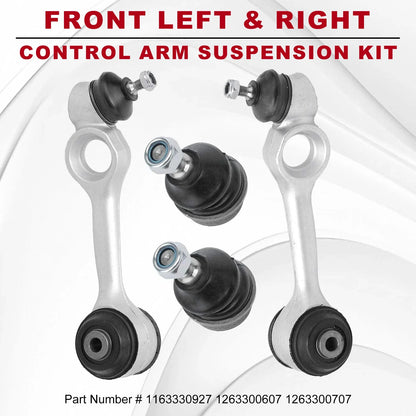 Set of 4 Front Upper Control Arms & Lower Ball Joints for Mercedes Benz (1984–1991)