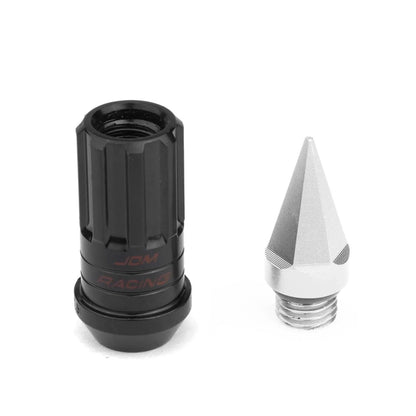 Spiked Cap Steel Silver Rim Lug + 4 Lock Nuts + Adapter M12x1.5 for