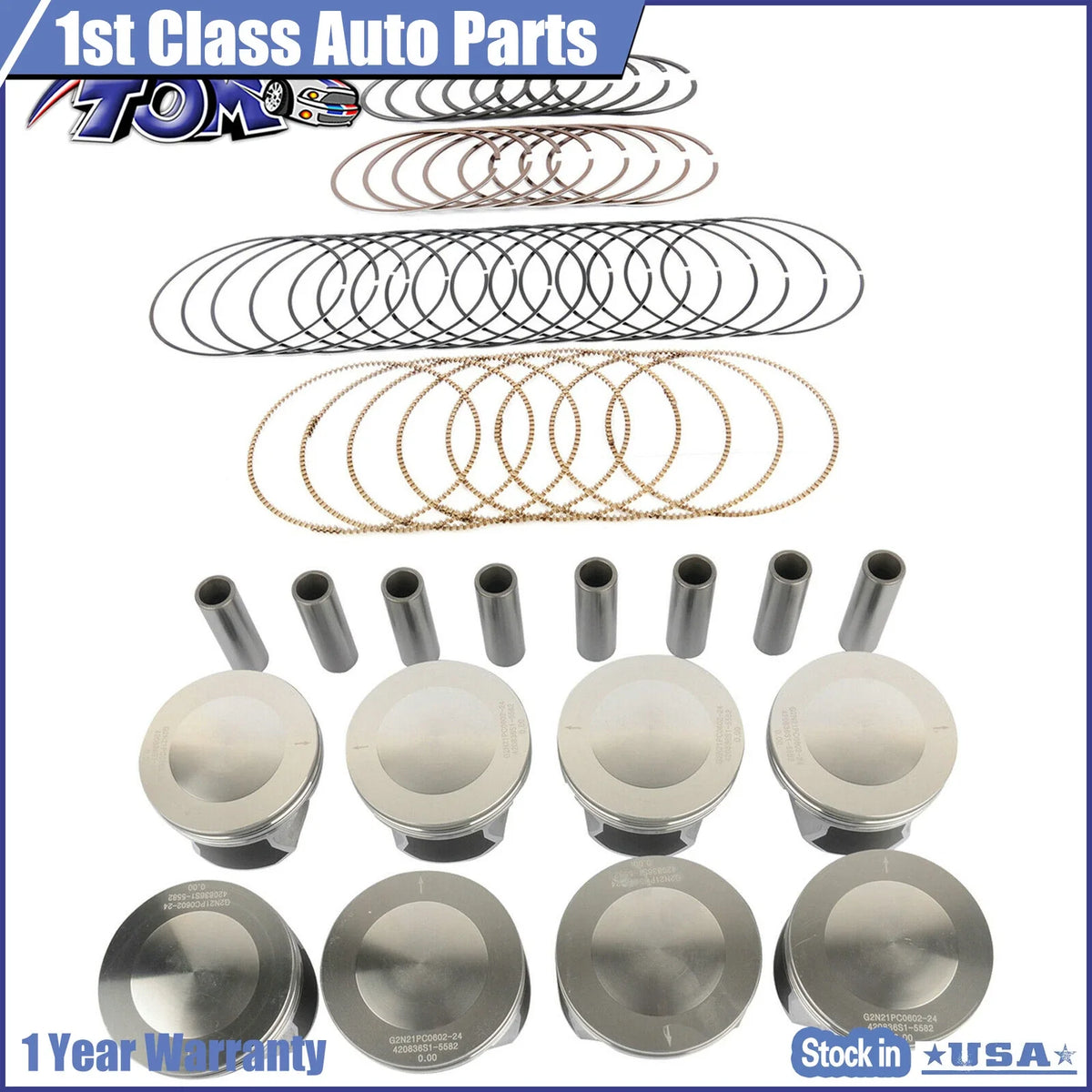 Pistons with Rings for Chrysler Aspen Dodge 1500 2500 Jeep Ram 5.7L (2009–2016)