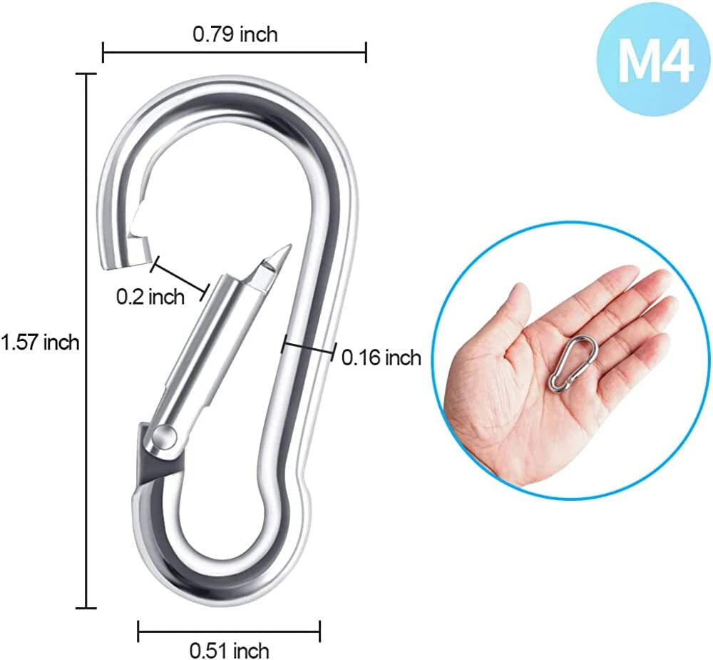20Pcs Stainless Steel Carabiner Clip Spring Snap Hooks 1.57inch