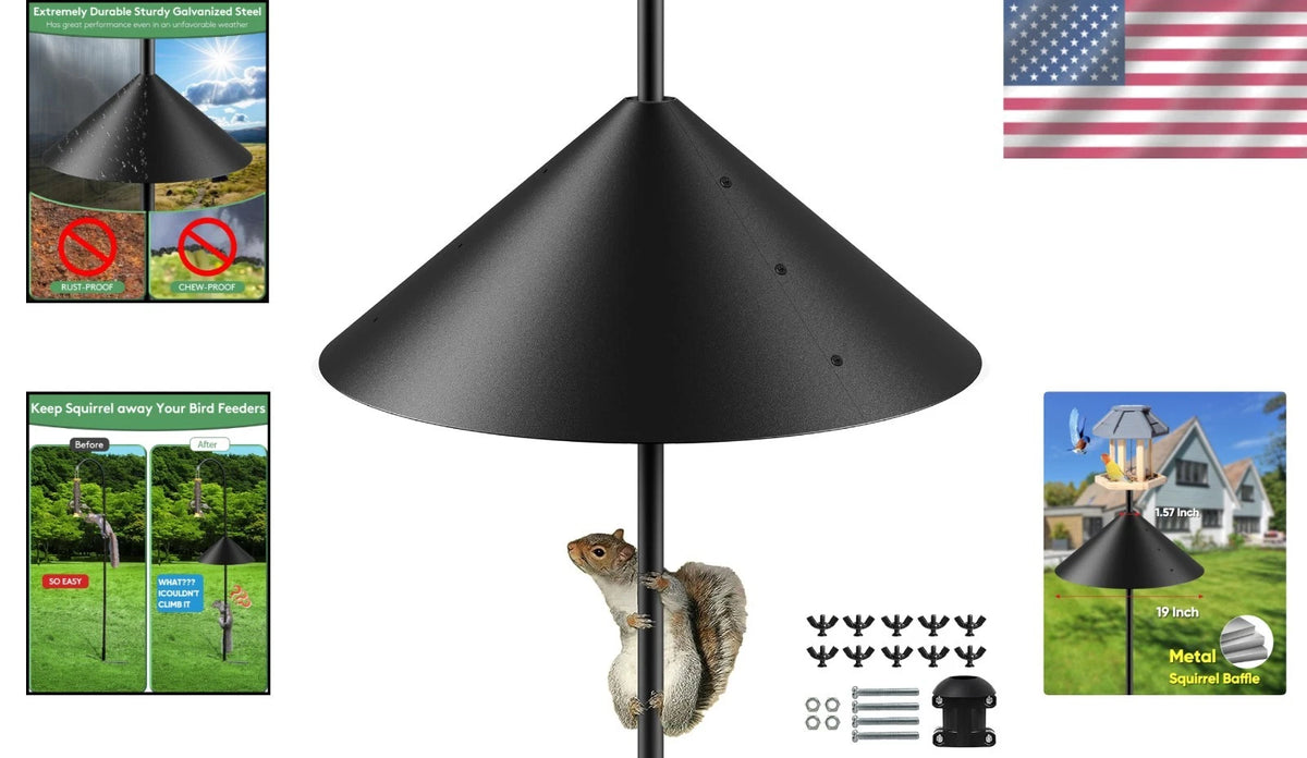19'' Chew-Proof Squirrel Baffle for Bird Feeders (Weather Resistant)