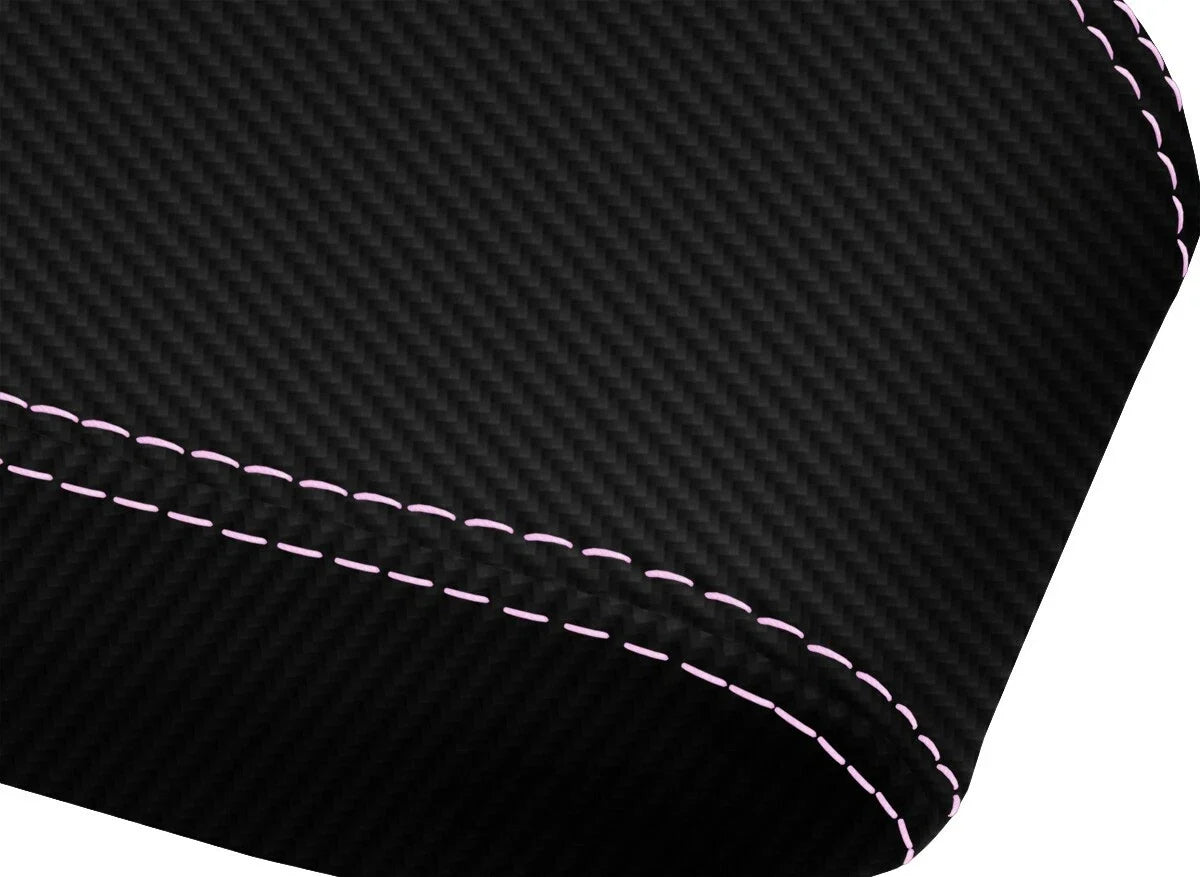 Console Lid Armrest Cover for Toyota Tacoma (2016–2019) Carbon Fiber Pink Stitch