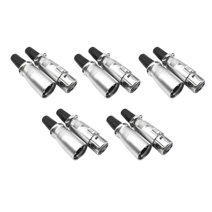 5 Pair XLR 3-Pin Female Male Microphone Adapter Cable Connect Plug