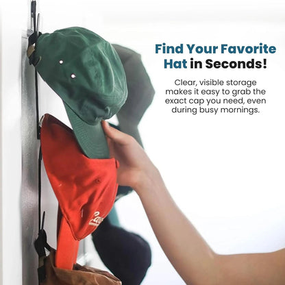 2X Over the Door Cap Rack Organizer for Baseball Hats (Holds 16 Hats)