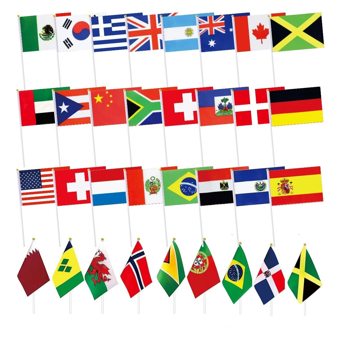 Set of 228 Mini International Hand Held Flags for Decoration